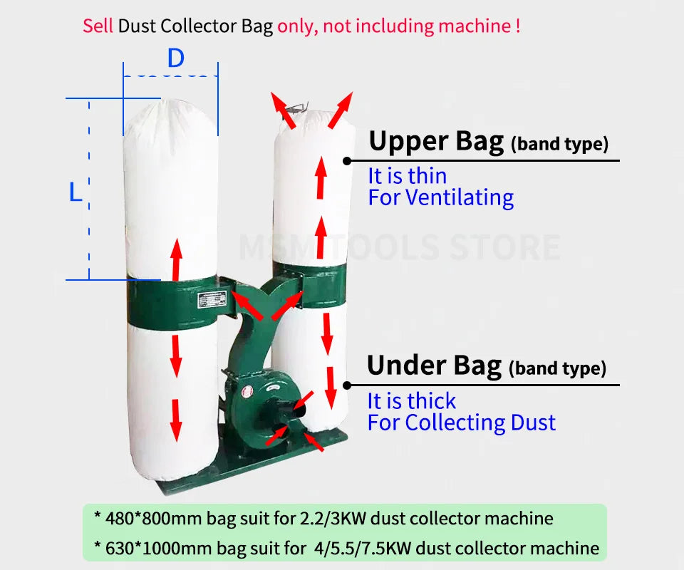 Carpenter Dust Collector Bag Woodworking Dust Collection Pocket Filter Cloth Bags (1PCS)