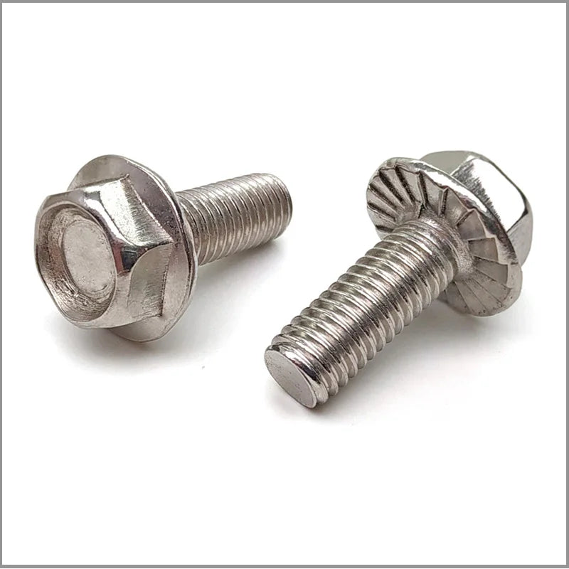 Stainless Steel Hexagon Head with Serrated Flange Cap Screw Anti-slid Loose-proof Metric Thread  Hex Washer Head Bolt M4/5/6/8