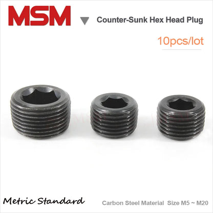 Carbon Steel Counter-Sunk Hex Head Plug Metric Throat Plug  External Pipe Plug M5 M6 M8 M10 M12 M14 M16 M18 M20 Stop Screw