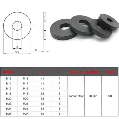 2PCS Forging and Lathe Finished Carbon Steel Thickened Washer Iron Pad Steel Spacer Dia.41mm 52mm Height7mm 8mm Mold Clamp Usage