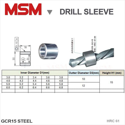 Abrasion resistant GCR15 Steel HRC61 Drill Sleeve Die Drilling Jig Bushes Drilling positioning sleeve 3mm 4mm 5mm 6mm