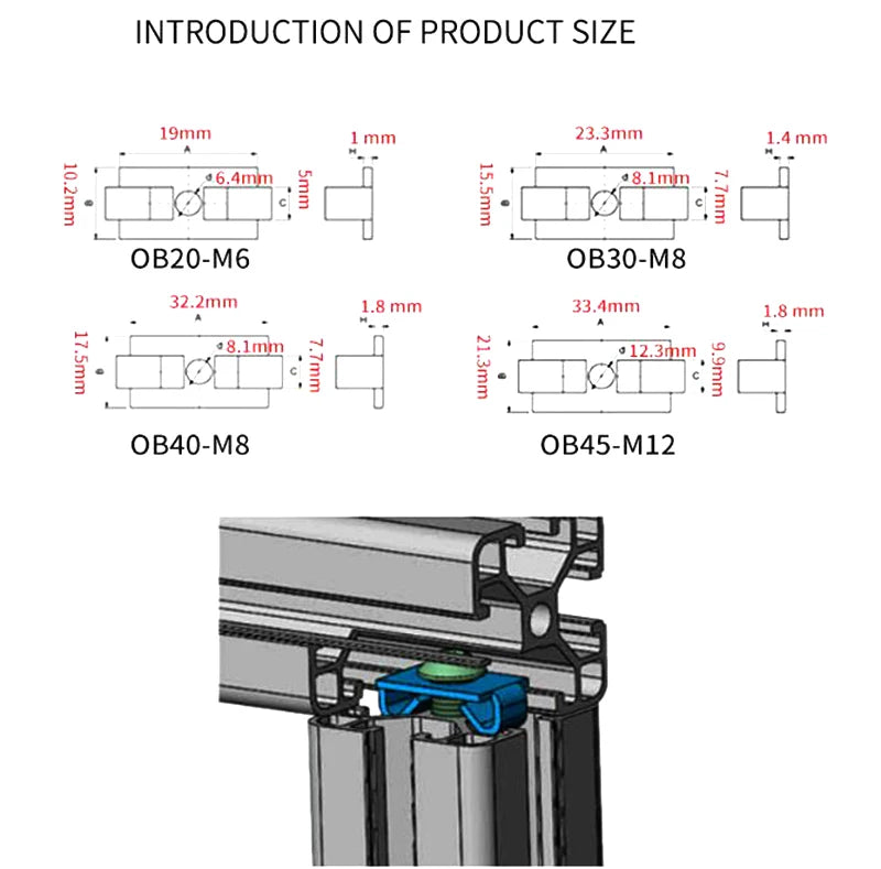 20/50/100pcs/lot M6 M8 M12 EU Elastic Connector Fastener 20 30 40 45 Series Aluminum Profile Built-in/Joint/Fitting Fastener