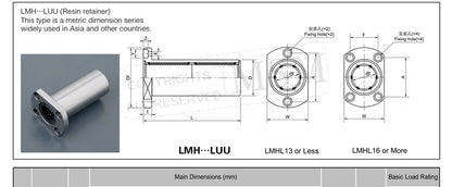 2pcs MSM Long Type Oval Flange Linear Bearings LHFCW/LMH6LUU LMH8LUU LMH10LUU LMH12LUU LMH16LUU LMH20LUU LMH25LUU LMH30LUU (mm)