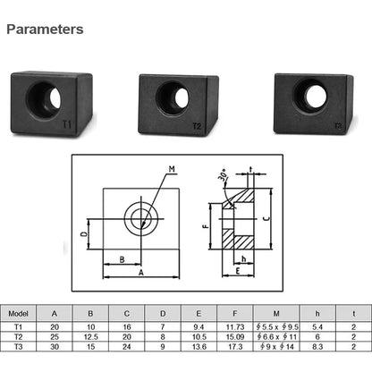 10PCS Powder Metallurgy 30 Degree Wedge-shaped Linear Rail Positioning Block Clamp CNC Machine Function Parts Tighten Nut T1/2/3