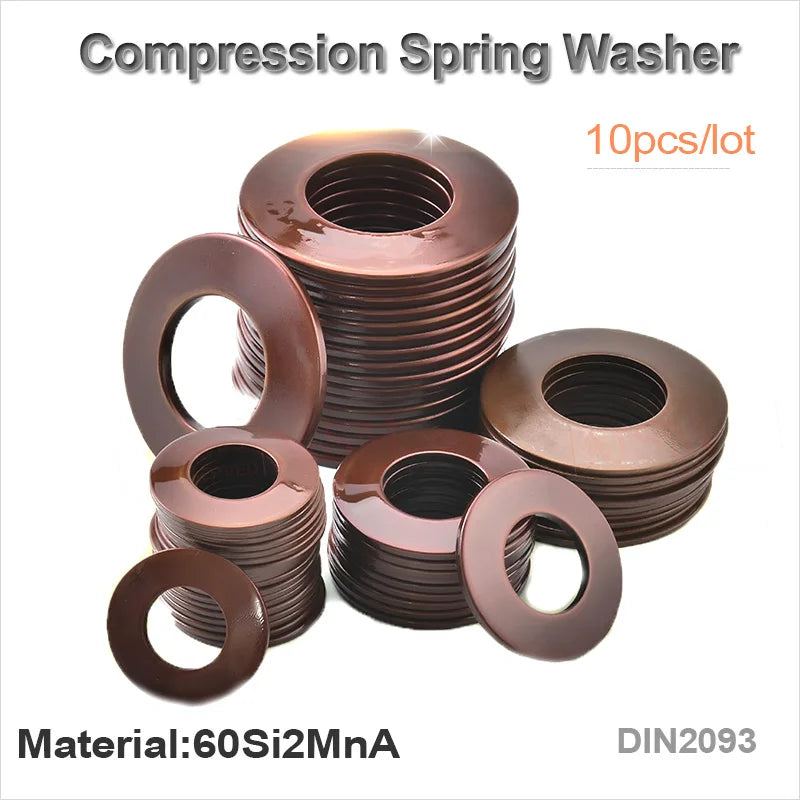 10Pcs 60Si2MnA Compression Spring Washer Disc Spring Outer Dia 20/22.5/25/28/31.5/35.5/40/45mm Spring Gasket