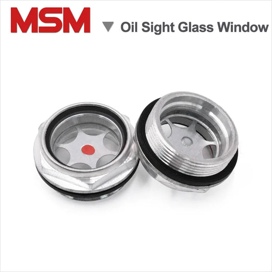 Metric Male Aluminum Oil Sight Glass Window Use For Air Compressor Pump Oil Drain Plug Oil Level Indicators M10/12/14/16/20/22