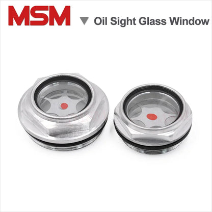 Metric Male Aluminum Oil Sight Glass Window Use For Air Compressor Pump Oil Drain Plug Oil Level Indicators M10/12/14/16/20/22