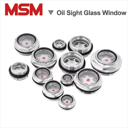 Metric Male Aluminum Oil Sight Glass Window Use For Air Compressor Pump Oil Drain Plug Oil Level Indicators M10/12/14/16/20/22