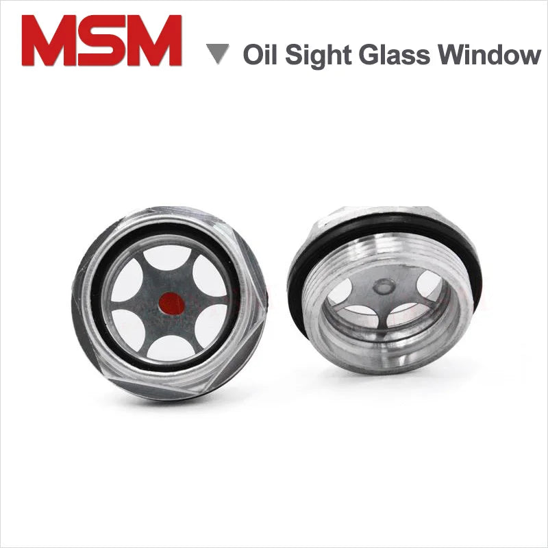 Metric Male Aluminum Oil Sight Glass Window Use For Air Compressor Pump Oil Drain Plug Oil Level Indicators M10/12/14/16/20/22