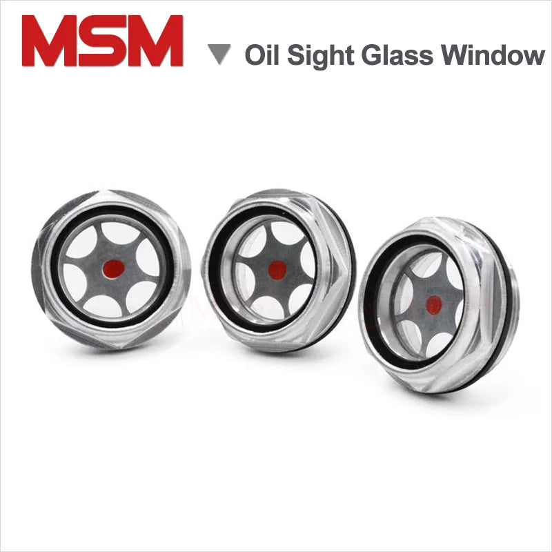 Metric Male Aluminum Oil Sight Glass Window Use For Air Compressor Pump Oil Drain Plug Oil Level Indicators M10/12/14/16/20/22