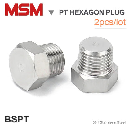 PT/BSPT Stainless Steel Male Threaded Hexagon Head Socket Plugs End/Throat/Oil Plugs 1/8" 1/4" 3/8" 1/2" 3/4" 1" 1-1/4" 1-1/2"