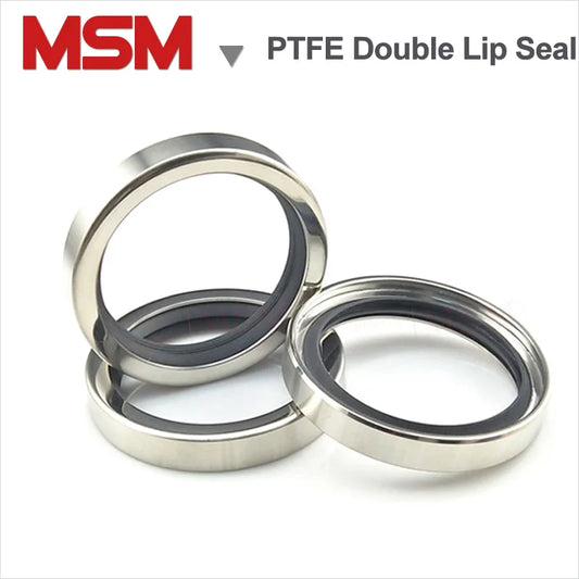 PTFE Dual Lips Oil Seal With Stainless Steel Housing Double Lips Inner Size 8/10/12/15/16/18/20mm Compressor Pump Blower Usage