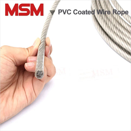 PVC Coated Steel Wire Rope 1/1.5/2/2.2/3/4/5/6mm Flexible Wire Rope soft Cable Transparent Clothesline Lifting Rustproof Line