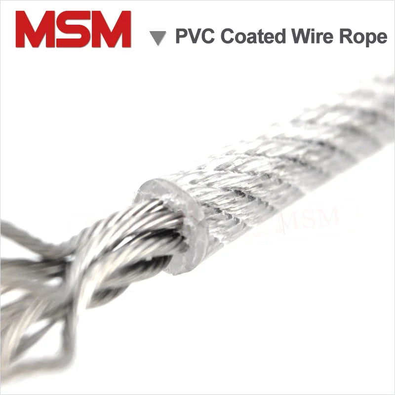 PVC Coated Steel Wire Rope 1/1.5/2/2.2/3/4/5/6mm Flexible Wire Rope soft Cable Transparent Clothesline Lifting Rustproof Line