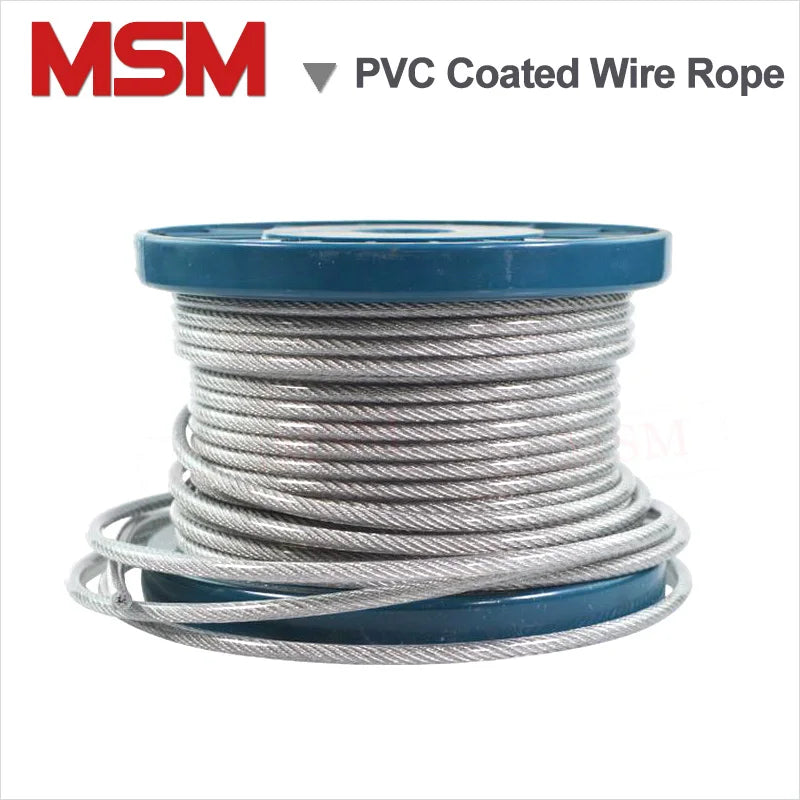 PVC Coated Steel Wire Rope 1/1.5/2/2.2/3/4/5/6mm Flexible Wire Rope soft Cable Transparent Clothesline Lifting Rustproof Line