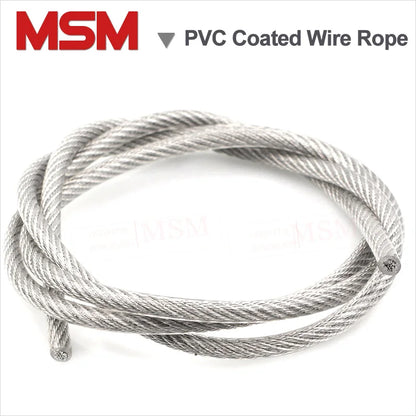 PVC Coated Steel Wire Rope 1/1.5/2/2.2/3/4/5/6mm Flexible Wire Rope soft Cable Transparent Clothesline Lifting Rustproof Line