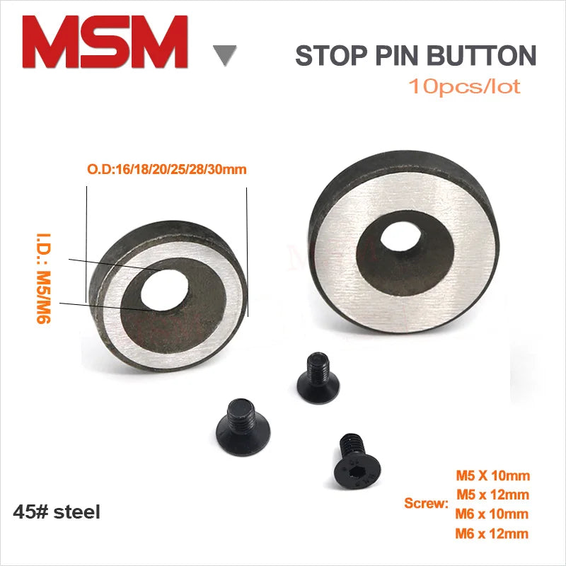 Plastic Mold Washer Ring Banking Stop Pin Button Junk Nail Out Diameter 16mm 18mm 20mm 25mm 28mm 30mm I.D. M5 M6 Thickness 5mm