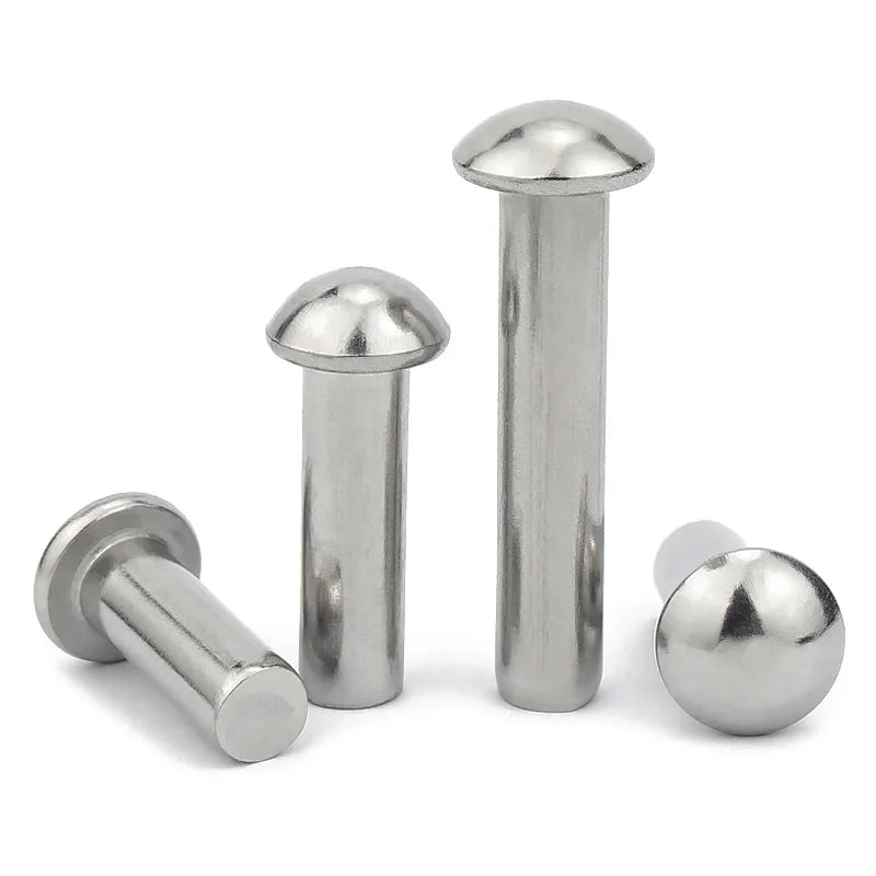 100Pcs Stainless Steel Round Head Solid Rivet M0.8 M1 M1.2 M1.4 M1.6 M1.8 Mushroon Head Rivet Semi-round Head Hammer Style Solid