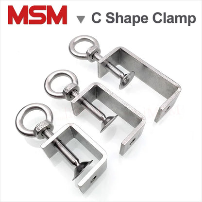 Stainless Steel C Shape Adjustable Hand Tighten Clamp With Lifting Eye Desktop  Quick Release Fixing Holder Multifunction Clamp