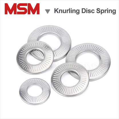 Stainless Steel Conical Knurled Spring Washers Serrated Disc Spring Lock Washer Elastic Gasket Saddle Non-slip Gasket M3/4/5/6/8