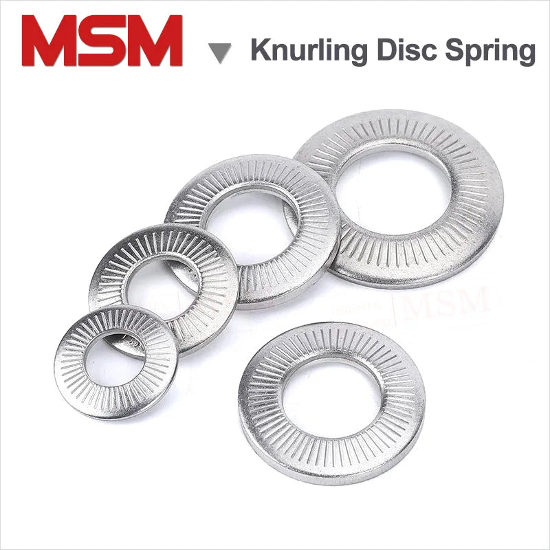 Stainless Steel Conical Knurled Spring Washers Serrated Disc Spring Lock Washer Elastic Gasket Saddle Non-slip Gasket M3/4/5/6/8