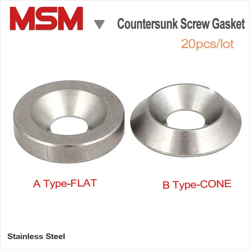 Stainless Steel Countersunk Screw Gasket Cup Head Screw Washer Joint Ring Backup Flat and Cone Shape Solid  M3 M4 M5 M6 M8 M10