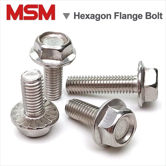 Stainless Steel Hexagon Head with Serrated Flange Cap Screw Anti-slid Loose-proof Metric Thread  Hex Washer Head Bolt M4/5/6/8