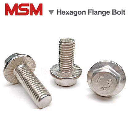 Stainless Steel Hexagon Head with Serrated Flange Cap Screw Anti-slid Loose-proof Metric Thread  Hex Washer Head Bolt M4/5/6/8