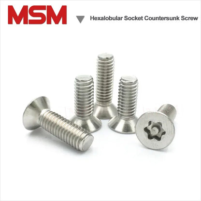 Stainless Steel Hexalobular Socket Countersunk Flat Head Screws With Column Pin M3 With T10 Wrench Anti Theft Security Screw