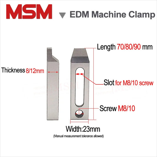 Stainless Wire EDM Machine Clamp Pressure Plate Wire Cutting Machine Holder Length 70/80/90mm Thick 8/12mm Hole M8/10