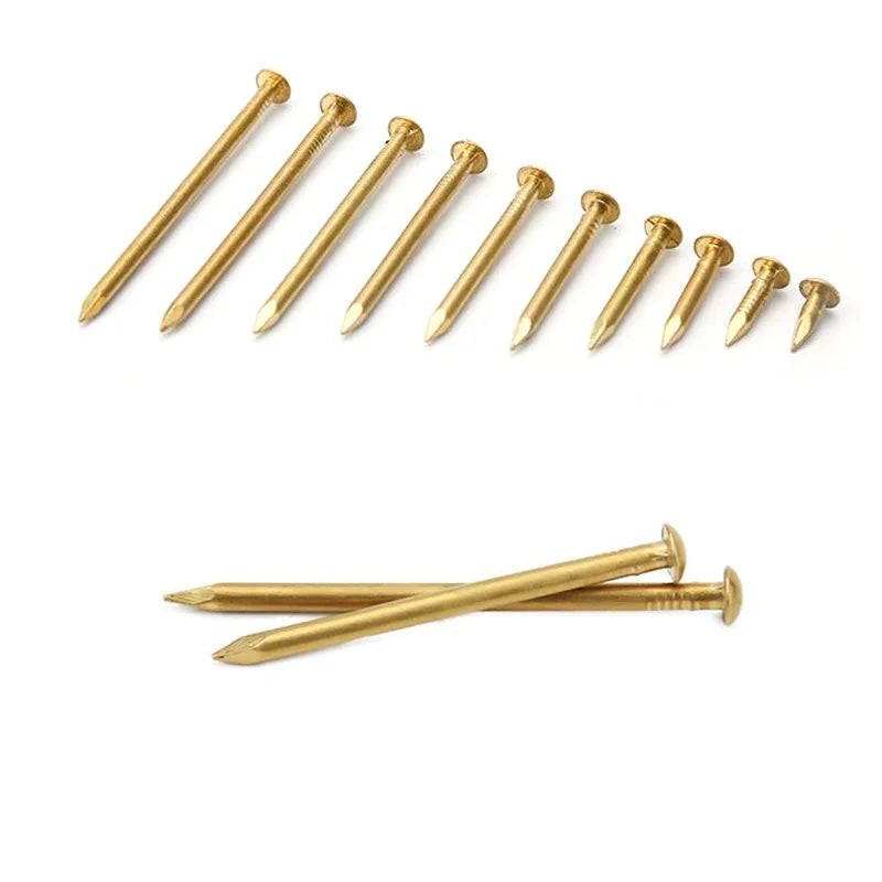 X Pcs Pure Brass Mini Round Head Nails Copper for Furniture Drum Jewelry Chest Dia. 1.2mm  1.5mm 2mm 2.5mm 2.8mm 3mm