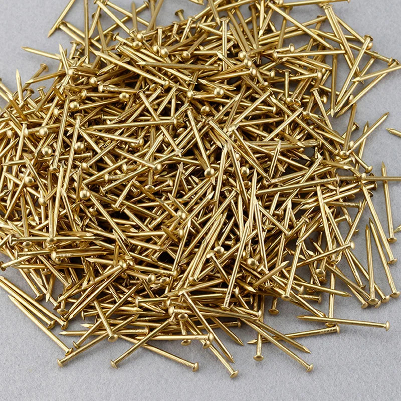 X Pcs Pure Brass Mini Round Head Nails Copper for Furniture Drum Jewelry Chest Dia. 1.2mm  1.5mm 2mm 2.5mm 2.8mm 3mm