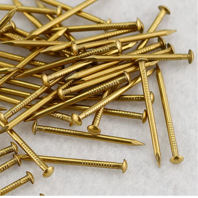 X Pcs Pure Brass Mini Round Head Nails Copper for Furniture Drum Jewelry Chest Dia. 1.2mm  1.5mm 2mm 2.5mm 2.8mm 3mm