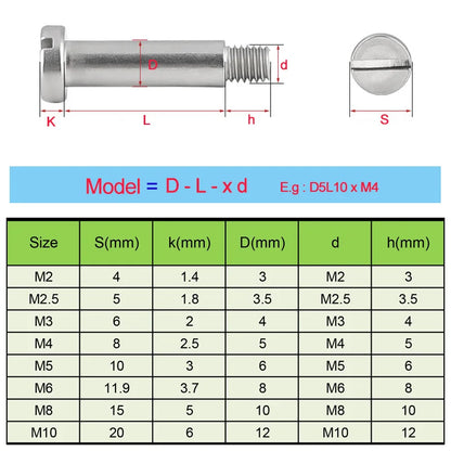 X Pcs Stainless Steel Slotted Cheese Head Shoulder Screws Slotted Plug Roller Bearing  Shoulder Bolts M6 M8 M10 GB830