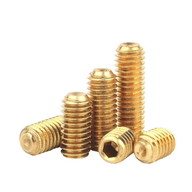 X pcs Brass Hex Socket Set Screws M2 M2.5 M3 M4 M5 M6 M8 M10 M12  Metric Copper Hexagon Socket Grub Screws With Cup Point