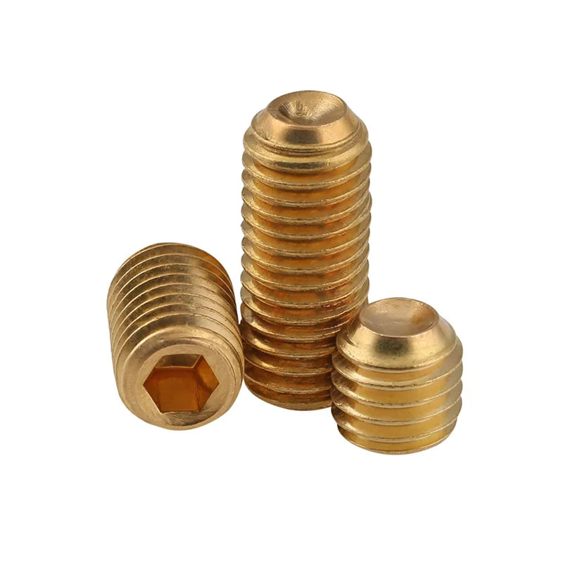 X pcs Brass Hex Socket Set Screws M2 M2.5 M3 M4 M5 M6 M8 M10 M12  Metric Copper Hexagon Socket Grub Screws With Cup Point