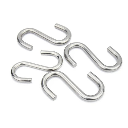 Xpcs 2mm~10mm S Shaped Hooks 304 Stainless Steel Wire Connector S-hook Hangers Metal S Hook Clasp for Kitchen/Cabinet/Industrial