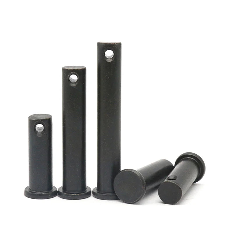 Xpcs Carbon Steel Black Flat Head T-shape Pins & Split Pin M10/12/14/16 Positioning Clevis Bolt Shaft Cotter Pin Plug Dowel Pins