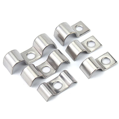 Xpcs D5~D34 Sinlge/Double P Shape Pipe Clamp 304 Stainless Steel Wire Cable Tube Hose Fixed Clip Mounting Bracket Saddle Clips