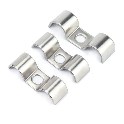 Xpcs D5~D34 Sinlge/Double P Shape Pipe Clamp 304 Stainless Steel Wire Cable Tube Hose Fixed Clip Mounting Bracket Saddle Clips