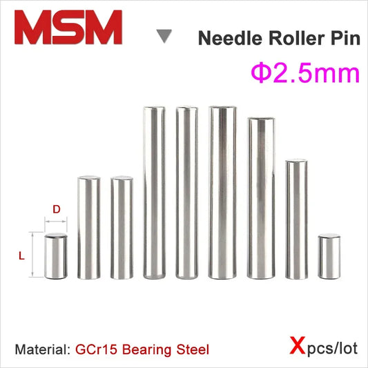 Xpcs Diameter 2.5mm Needle Pins Roller GCr15 Bearing Steel Parallel Cylindrical Pin Locating Dowel Length 3~40mm