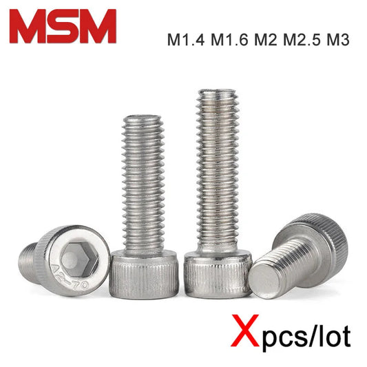 Xpcs M1.4 M1.6 M2 M2.5 M3 Hexagon Socket Head Cap Screws 304 Stainless Steel Hex Socket Bolts Cup Bolt