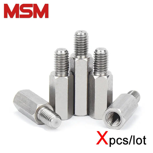 Xpcs M2.5 M3 M4 M5 Hex Male to Female Standoff 304 Stainless Steel Pillar Stud Column PCB Motherboard Spacer Screws Connector