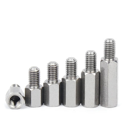 Xpcs M2.5 M3 M4 M5 Hex Male to Female Standoff 304 Stainless Steel Pillar Stud Column PCB Motherboard Spacer Screws Connector