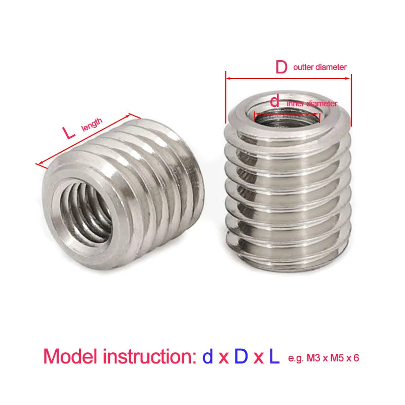 Xpcs M2.5 M3 M4 M5 M6 M8 M10 M12 Thread Adapter Screw Sheath 304 Stainless Steel Internal-External Male-Female Conversion Nut