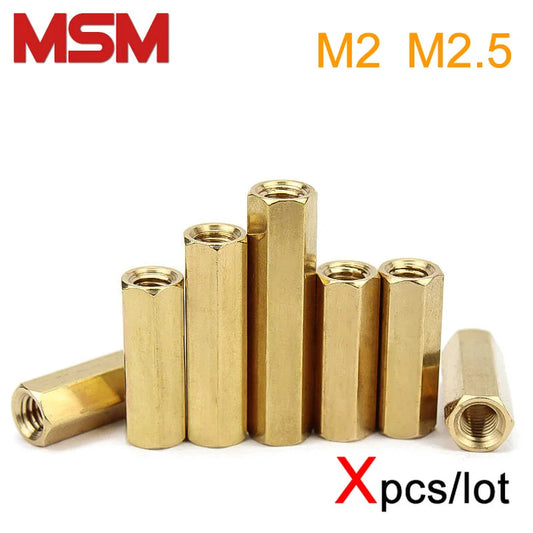 Xpcs M2 M2.5 Hexagonal Copper Column Nut Double-pass Hex Brass Female Thread Standoff Pillar Mount PCB Motherboard Spacer Screw