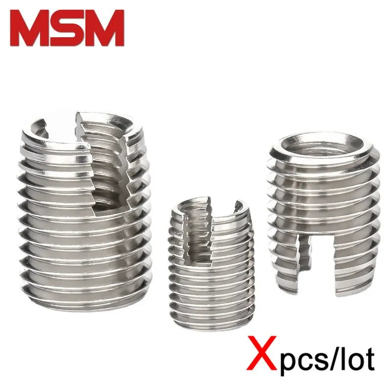 Xpcs M2 M3 M4 M5 M6 M8 M10 M12 Slotted Self Tapping Screw Sheath 304 Stainless Steel Thread Insert Threaded Sleeve Repair Nut