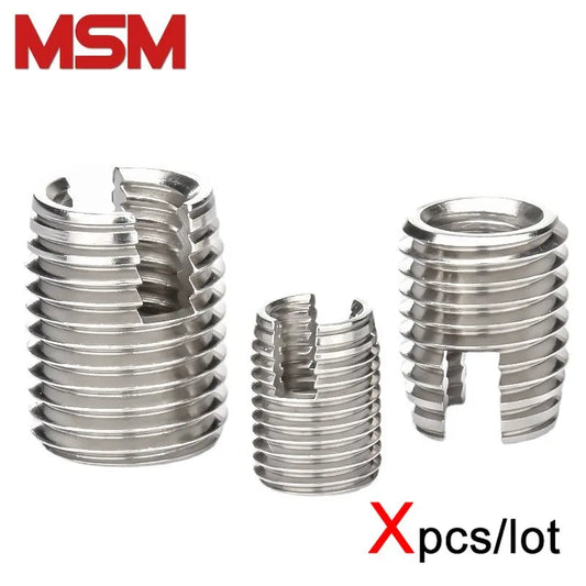 Xpcs M2 M3 M4 M5 M6 M8 M10 M12 Slotted Self Tapping Screw Sheath 304 Stainless Steel Thread Insert Threaded Sleeve Repair Nut