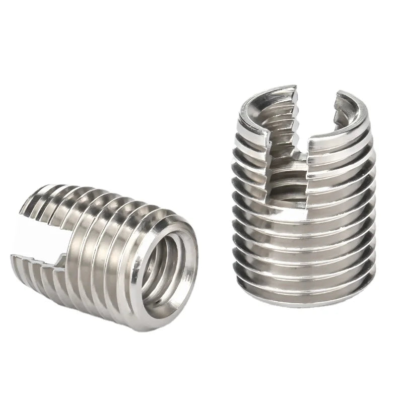Xpcs M2 M3 M4 M5 M6 M8 M10 M12 Slotted Self Tapping Screw Sheath 304 Stainless Steel Thread Insert Threaded Sleeve Repair Nut