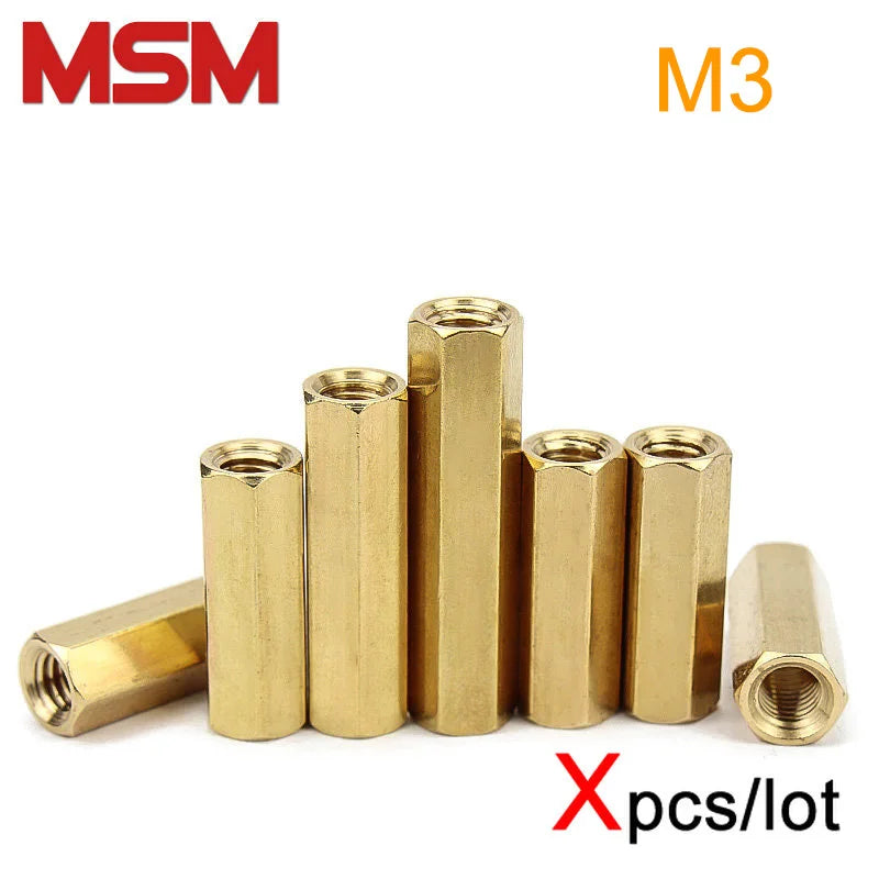 Xpcs M3 Double-pass Hexagonal Copper Column Hex Brass Female Thread Standoff Pillar Mount PCB Motherboard Spacer Screw Long Nut